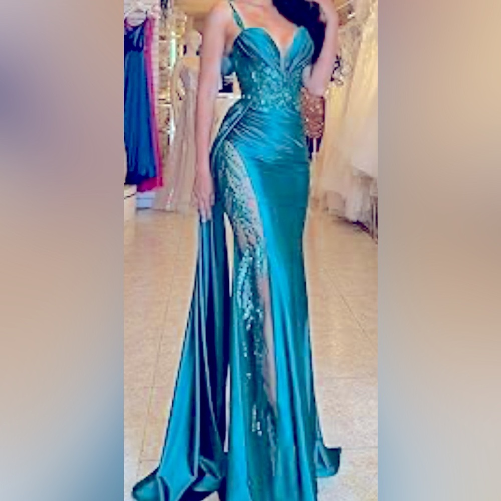 Blue Ruched Asymmetrical Sweetheart Dress